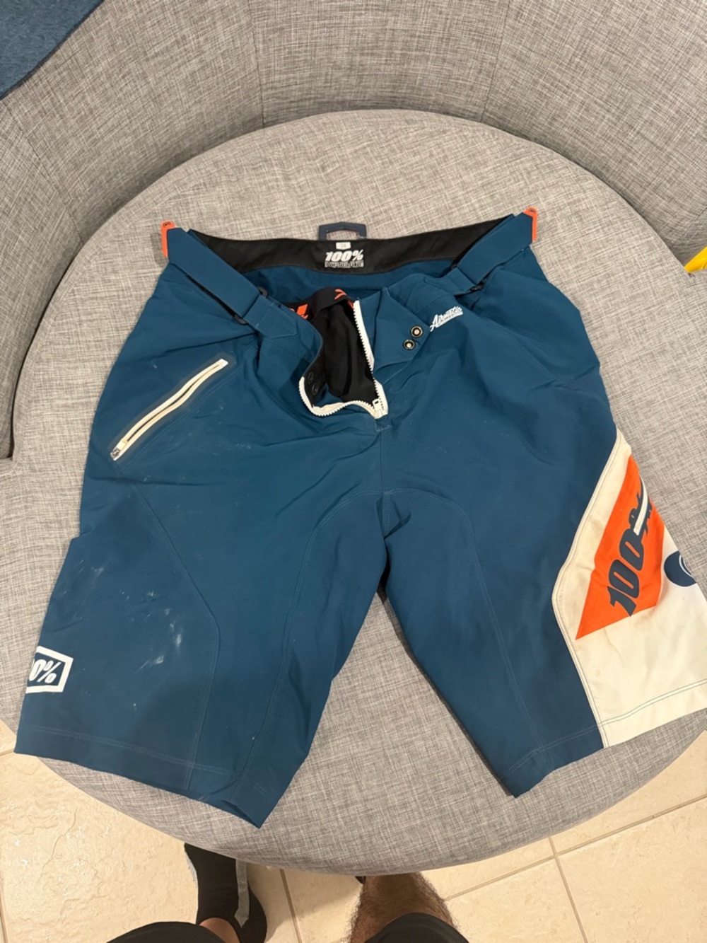 100% Bike Division Teal Riding Shorts - Size 38